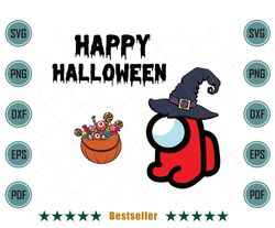 Among Us Kids Halloween Witch Impostor Red Layered Svg