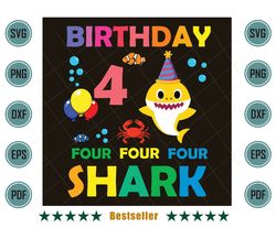 Happy 4th Birthday Baby Shark Svg