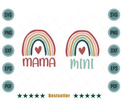 Mama Mini Rainbow Family Matching Svg