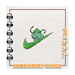 Nike Bulbasaur Pokemon Embroidery Design, Nike Anime Embroidery Design