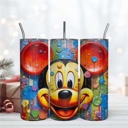3D Mickey Mouse Dripping Paint Skinny Tumbler 20oz Digital File
