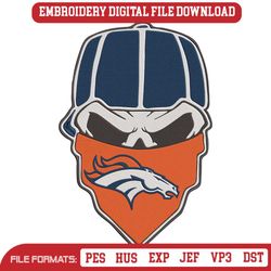 NFL Denver Broncos Skull Design Embroidery File