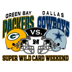 Green Bay Packers Vs Dallas Cowboys Helmet Super Wild Card SVG