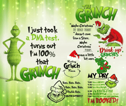 I'm Just Took A Dna Test Turn Out I'm 100 That Grinch Grinch Bundle Christmas Quotes PNG
