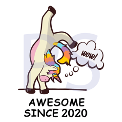 Unicorn Birthday Awesome Since 2020 Svg, Birthday Svg, Unicorn Svg, Rainbow Unicorn Svg, Since 2020 Svg, 2020 Svg, Unico