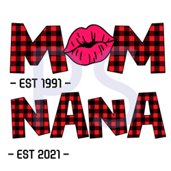 Mom Est 1991 Nana Est 2021 Svg, Trending Svg, Buffalo Plaid Svg, Mothers Day Svg, Mom Svg, Nana Svg, Est 1991 Svg, Est 2