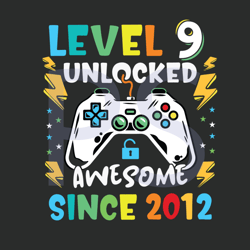 Level 9 Unlocked Awesome Since 2012 Svg, Birthday Svg, Caticorn Svg, Gamers Birthday Svg, Birthday Boy Svg, Since 2012 S