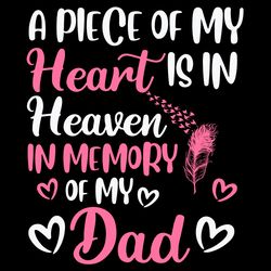 A Piece Of My Heart Is In Heaven In Memory Of My Dad Svg, Fathers Day Svg, Heart Svg, Heaven Svg, Memory Svg, Feathers S