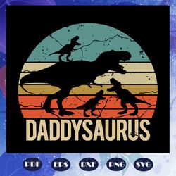 Vintage retro 3 kids daddysaurus svg, sunset svg, fathers day svg, daddy saurus svg, fathers day gift, gift for papa, fa