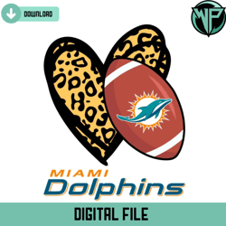 Miami Dolphins Leopard Heart Svg