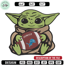 Baby Yoda Detroit Lions embroidery design, Lions embroidery, NFL embroidery, sport embroidery, embroidery design