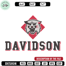 Davidson College logo embroidery design, Sport embroidery, logo sport embroidery, Embroidery design, NCAA embroidery
