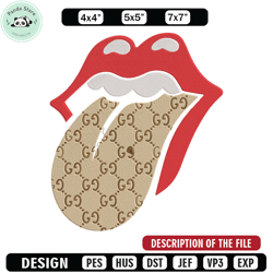 Gucci mouth Embroidery Design, Logo Embroidery, Embroidery File, Gucci Embroidery, Anime shirt, Digital download