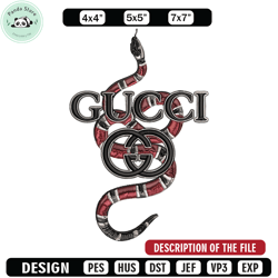 Gucci snake Embroidery Design, Gucci Embroidery, Brand Embroidery, Logo shirt, Embroidery File, Digital download