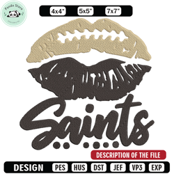 New Orleans Saints lips embroidery design, Saints embroidery, NFL embroidery, logo sport embroidery, embroidery design
