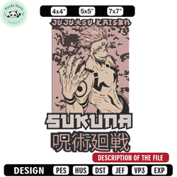 Ryomen Sukuna Embroidery Design, Jujutsu Embroidery, Embroidery File, Anime Embroidery, Anime shirt, Digital download