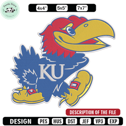 University of Kansas logo embroidery design, NCAA embroidery, Sport embroidery,Logo sport embroidery,Embroidery design