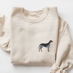 Bluetick Coonhound Sweatshirt, Embroidered Coonhound Crewneck, Blue Tick Coon Hound Gifts