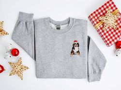Embroidered Christmas Dog Sweatshirt Embroidered Bernese Mountain Dog Sweater For Christmas