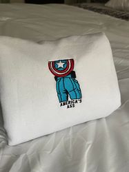 Americas Ass Captain America Avengers Embroidered Shirt Inspired Crewneck Sweatshirt
