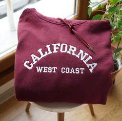 California Embroidered Shirt & Hoodie, Trendy California Hoodie, West Coast Sweater