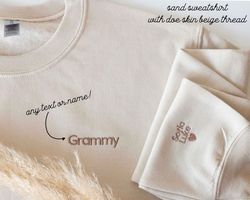 Custom Pocket And Sleeve Mom Grandmother Kids Names Embroidered Sweatshirt