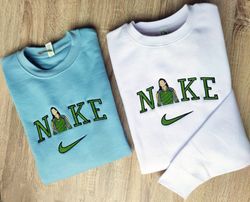 Marvel Movie Loki Nike Logo Embroidered Sweatshirt, Marvel Embroidered T-shirt