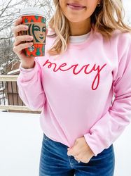 Merry - Merry Christmas Embroidered Sweatshirt