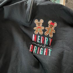 Mickey Gingerbread Merry And Bright Disney Embroidered Sweatshirt