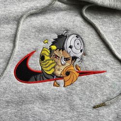 Naruto Obito Uchiha Faces Of Rage NIKE Embroidered Sweatshirt, Anime Embroider Sweatshirt