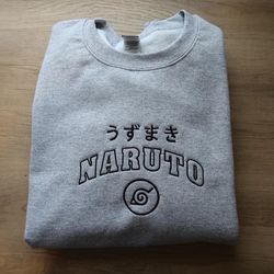 Naruto Title Embroidered Sweatshirt, Anime Embroider Sweatshirt