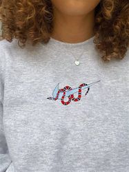 Nike Snake Gucci Embroidered Sweatshirt, Nike Embroidered T-shirt, Nike Embroidery Polo Shirt