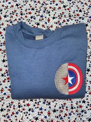 Winter Soldier And Captain America Shield Embroidered Sweatshirt