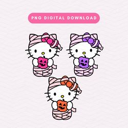 Mummy Kawaii Kitty PNG, Halloween Spooky Kawaii Kitty PNG, Cute Trendy Kitty Sublimation Graphic