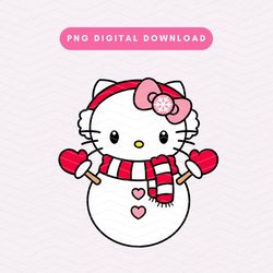 Snowman Kawaii Kitty PNG, Cute Snowman Sublimation Graphic, Christmas Kitty PNG, Cute Red Kitty Snowman Clipart