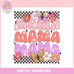 Checkered Mama Flowers Butterfly ,Trending, Mothers day svg, Fathers day svg, Bluey svg, mom svg, dady svg.jpg