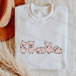 Cute Pigs Embroidered  Sweatshirt 2D Crewneck Sweatshirt For Men Women