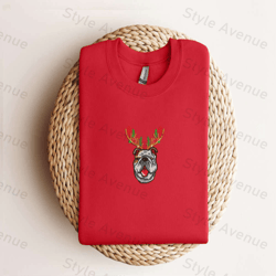 Embroidered Bulldog Christmas Sweatshirt Christmas Dog Sweatshirt For Dog Lover