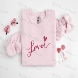 Embroidered Lover Sweater, Embroidered Lover Crewneck Sweatshirt Gift For Women