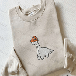 Embroidered Mushroom Dinosaur Sweatshirt, Mushroom Dinosaur Shirt For Christmas