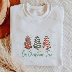 Oh Christmas Tree Embroidered Sweatshirt, Christmas Sweatshirt Gift For Family