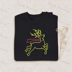 Reindeer Embroidered Halloween Sweatshirt 2D Crewneck Sweatshirt For Men Women