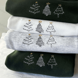 Simple Tree Doodles Embroidered Sweatshirt 2D Crewneck Sweatshirt For Men And Women