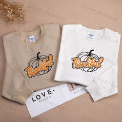 Thanksgiving Pumpink Fall Embroidered Sweatshirt 2D Crewneck Sweatshirt For Men And Women