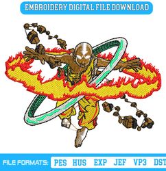 Fire Aang Embroidery Design Avatar Machine Embroidery