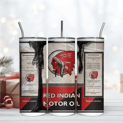 Red Indian Oil 20Oz Tumbler Wrap, Digital Download PNG, Motor Oil Wrap Design