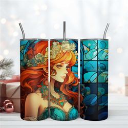 Ariel Stained Glass Tumbler Desing Digital Download File PNG