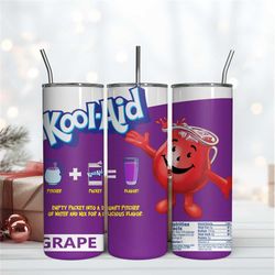 Kool Aid Grape 20Oz Tumbler Wrap Sublimation Design, 20OZ Tumbler Wrap Design