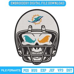 Skull Helmet Miami Dolphins Logo NFL Embroidery Design