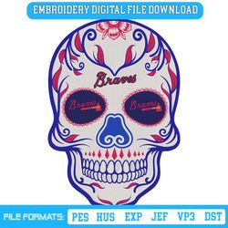 Sugar Skull Atlanta Braves Embroidery Design File